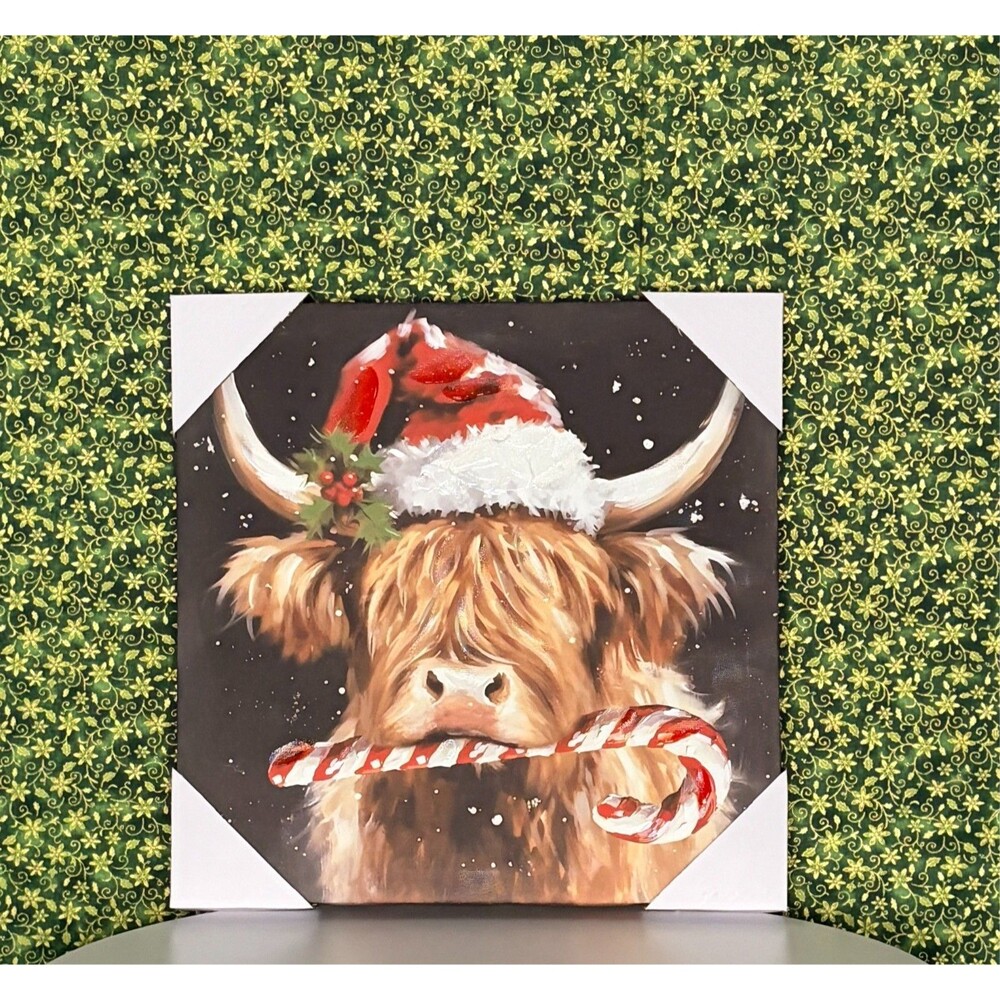 Christmas Highland Cow Canvas Print Wood Frame Hobby Lobby Viral